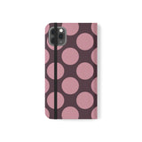 Coque portefeuille en cuir végétalien pour iPhone 11 Pro Max - motif Polka Dot rose prune