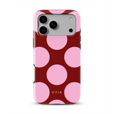 Large Polka Dots, Burgundy Pink - Tough Coque de téléphone