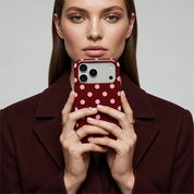 Classic Polka Dots, Burgundy - Shockproof Phone Case - VYIR