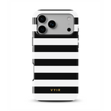 Horizontal Stripes, Noir et blanc - Tough Coque MagSafe pour iPhone