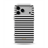 Horizontal Stripes, Rayures fines noires et blanches - Tough Coque MagSafe pour iPhone