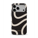 Swirl Lines, noir et beige - Coque iPhone MagSafe Tough