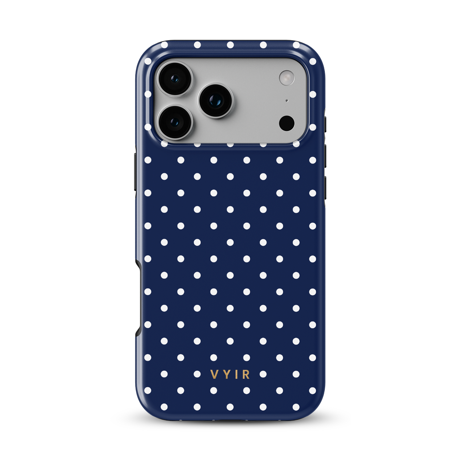 Tiny Polka Dots, Navy Blue - Shockproof MagSafe iPhone Case - VYIR