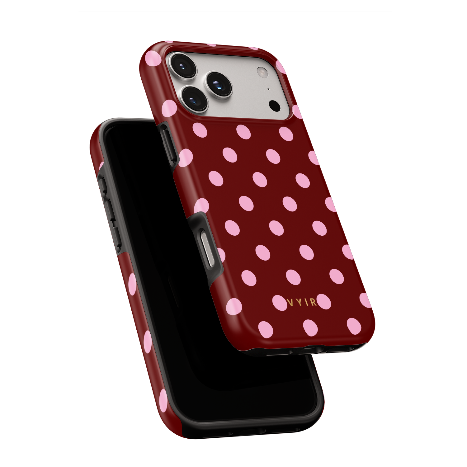 Classic Polka Dots, Burgundy - Shockproof Phone Case - VYIR