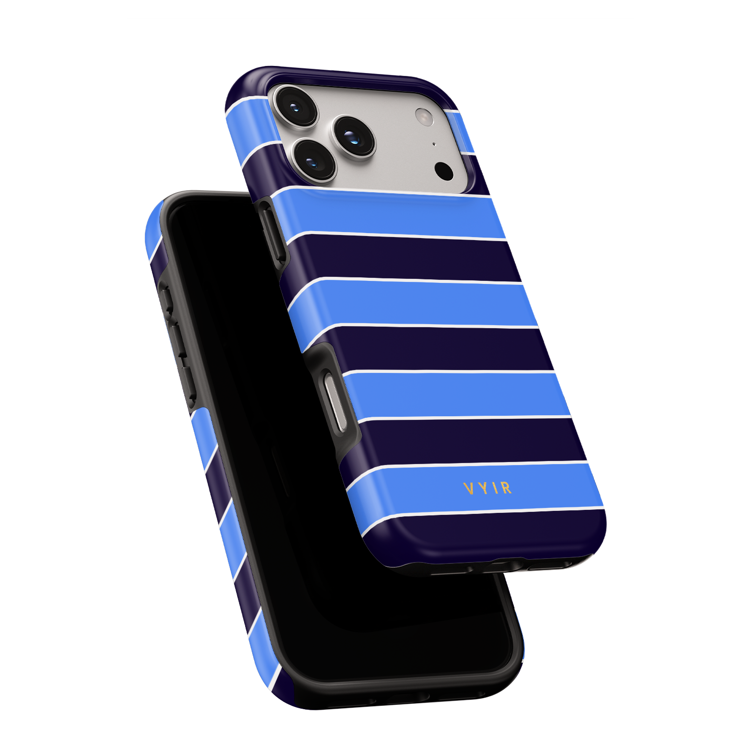 Horizontal Stripes, Rivoli Blue - Shockproof MagSafe iPhone Case - VYIR