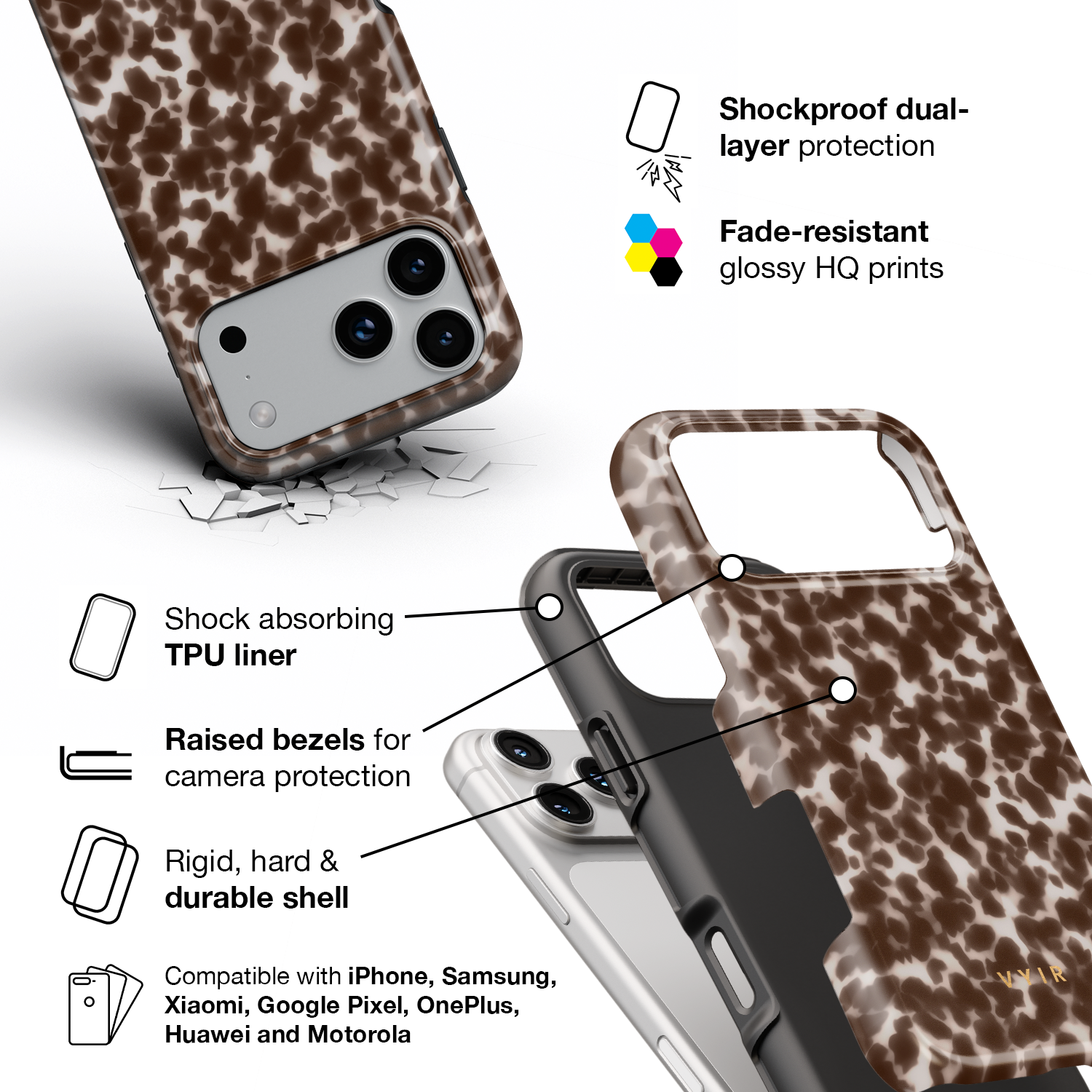 Tortoiseshell, Mocha - Shockproof Phone Case - VYIR