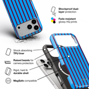 Vertical Stripes, Track Blue - Shockproof MagSafe iPhone Case - VYIR