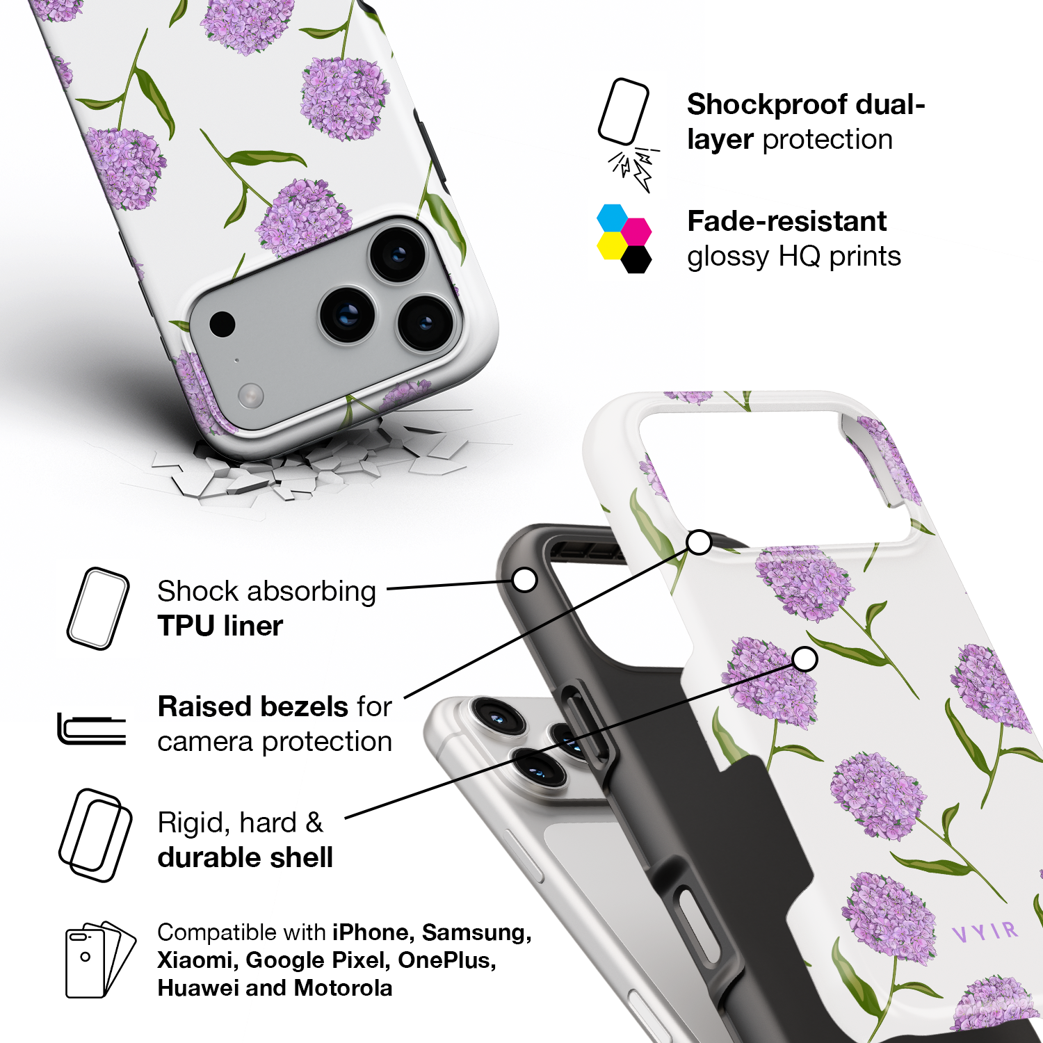 Spring Hydrangeas - Shockproof Phone Case - VYIR