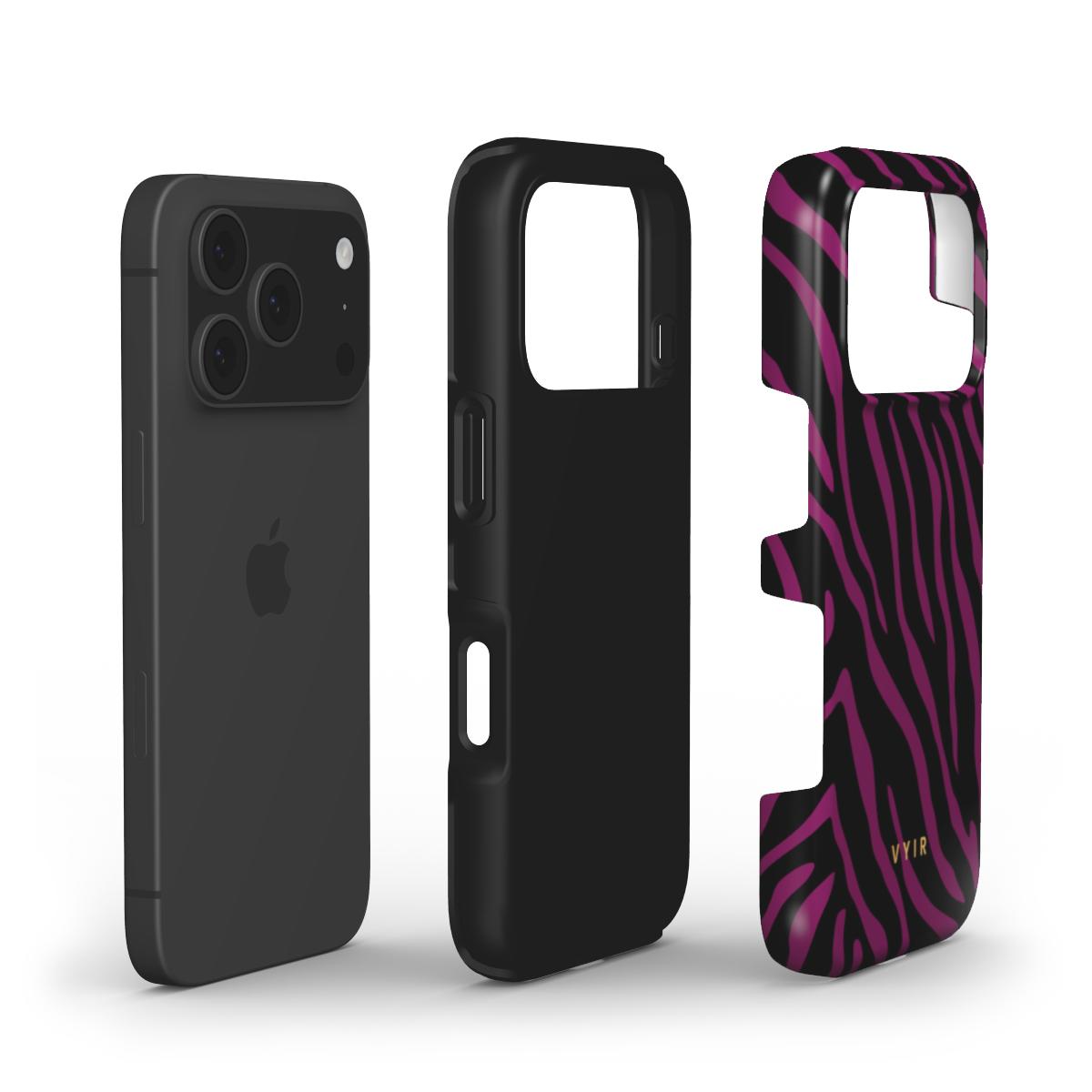 Zebra Luxe, Burgundy - Shockproof Phone Case - VYIR