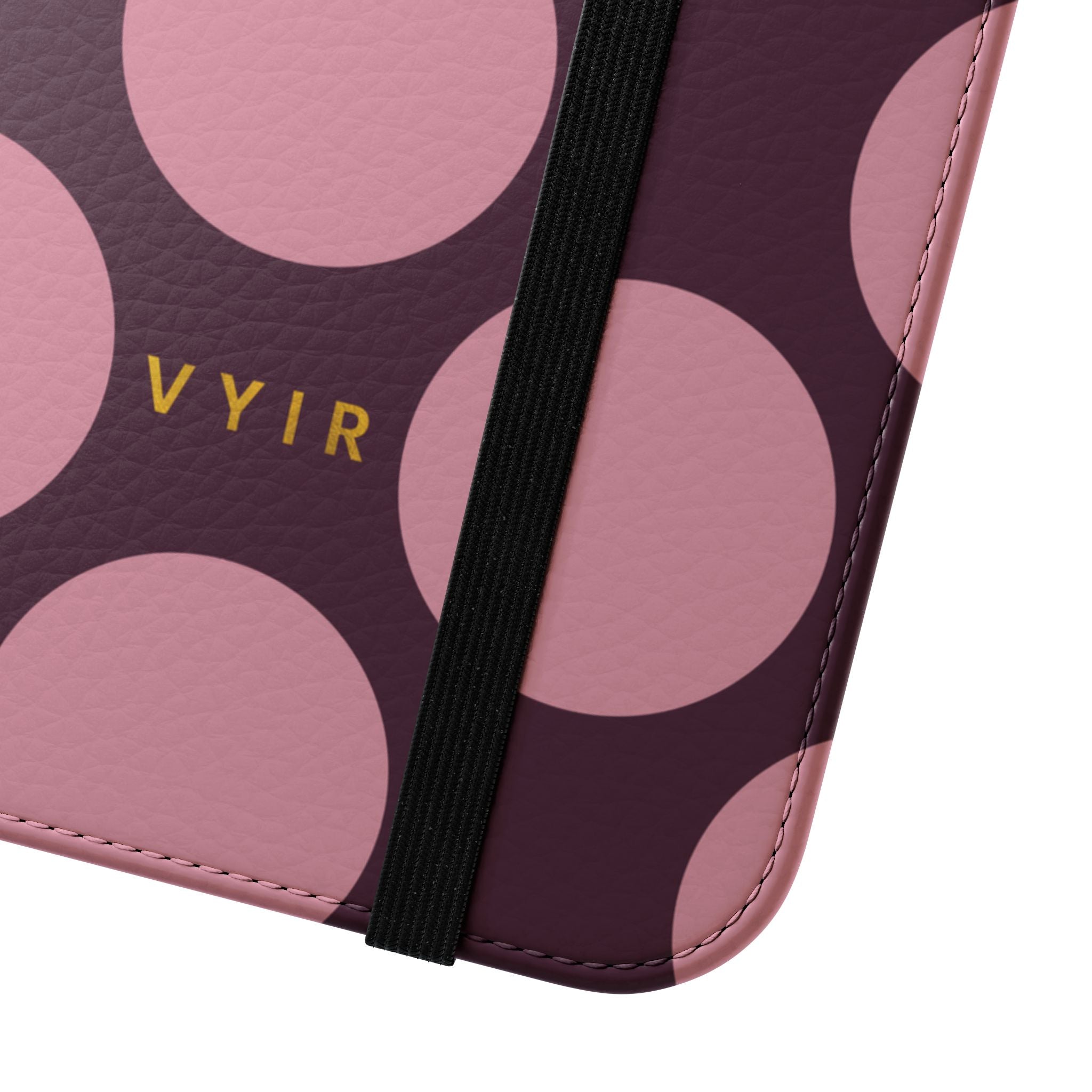 iPhone 14 Pro Max Vegan Leather Wallet Case – Pink Plum Polka Dot Design - VYIR