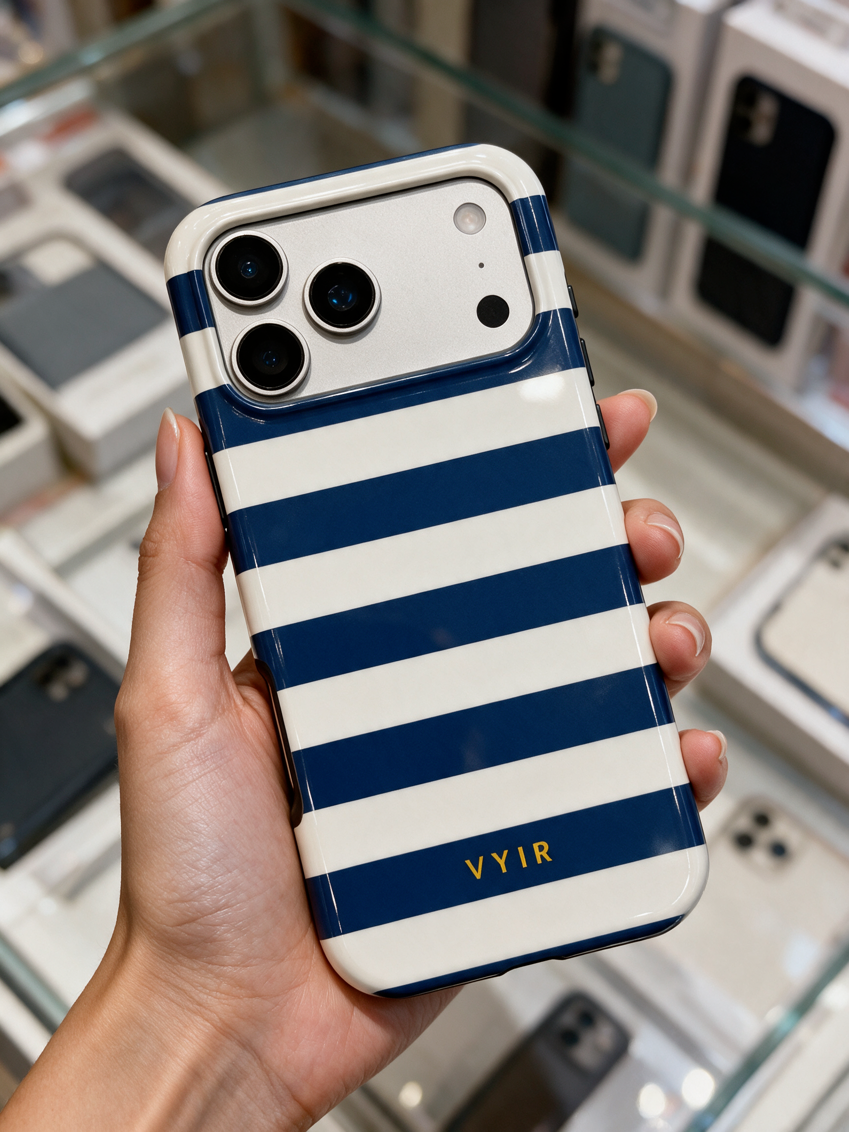 Horizontal Stripes, Old Money Blue - Tough Coque de téléphone